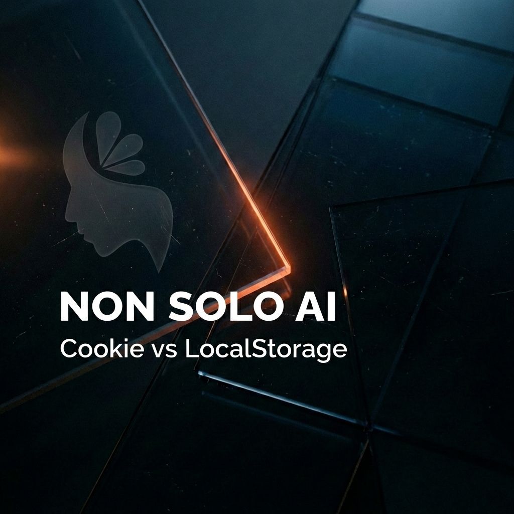 Article cover "Not Just AI". Dark glass background with engraved Volcanic Minds logo on the left and white title on the bottom right.