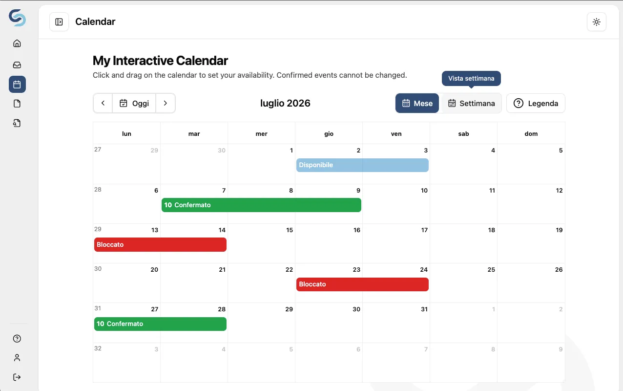 Il calendario delle aule e delle sessioni