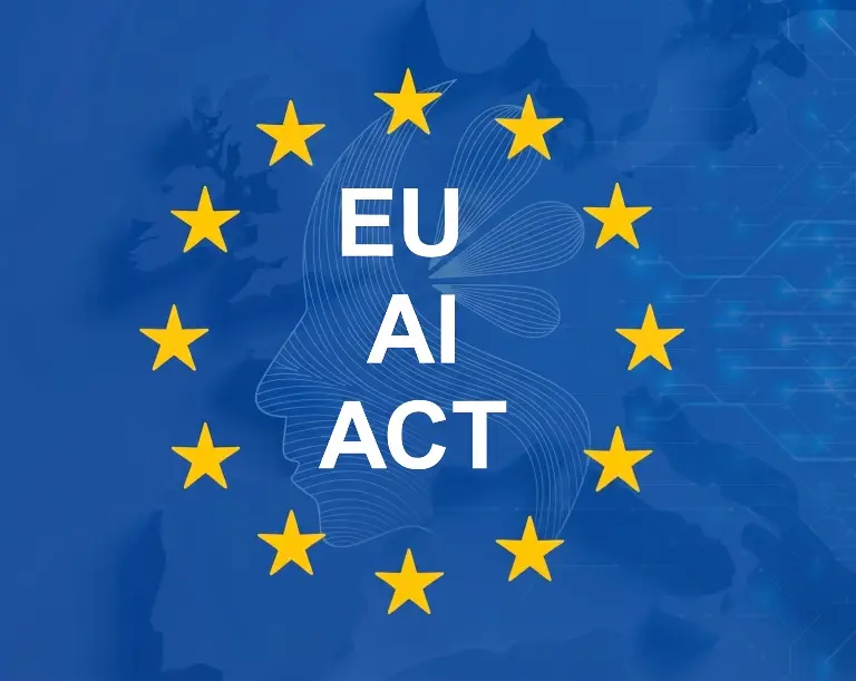 An abstract European flag with the words «EU AI Act»