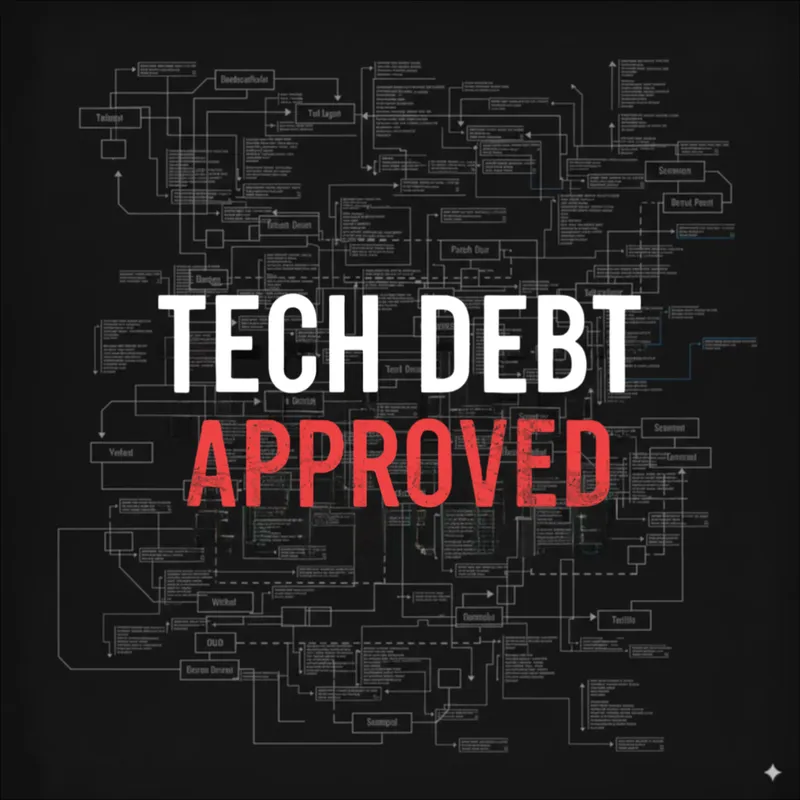 Grafica concettuale che illustra il Debito Tecnico come un mutuo strategico nello sviluppo software - volcanicminds.com