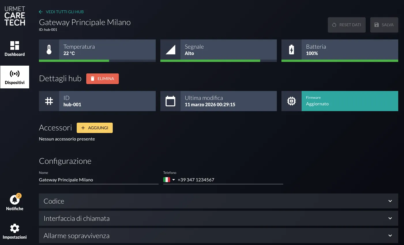 Il dettaglio di un dispositivo, in tema scuro