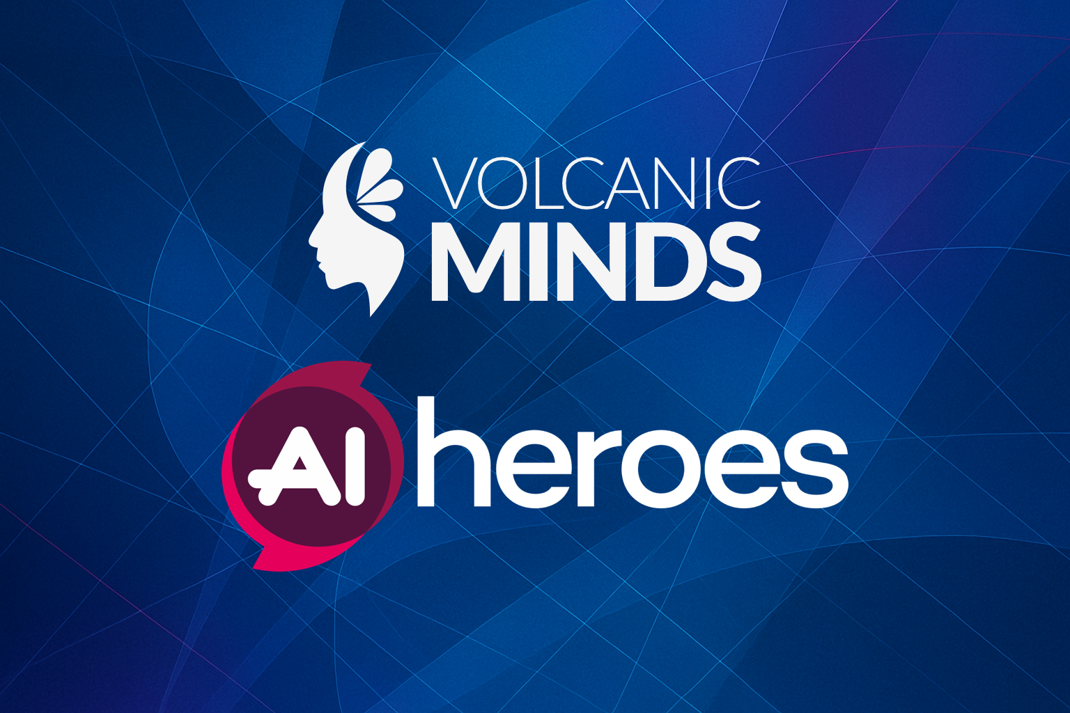 Official banner showing Volcanic Minds as Bronze Sponsor and speaker at the AI Heroes conference